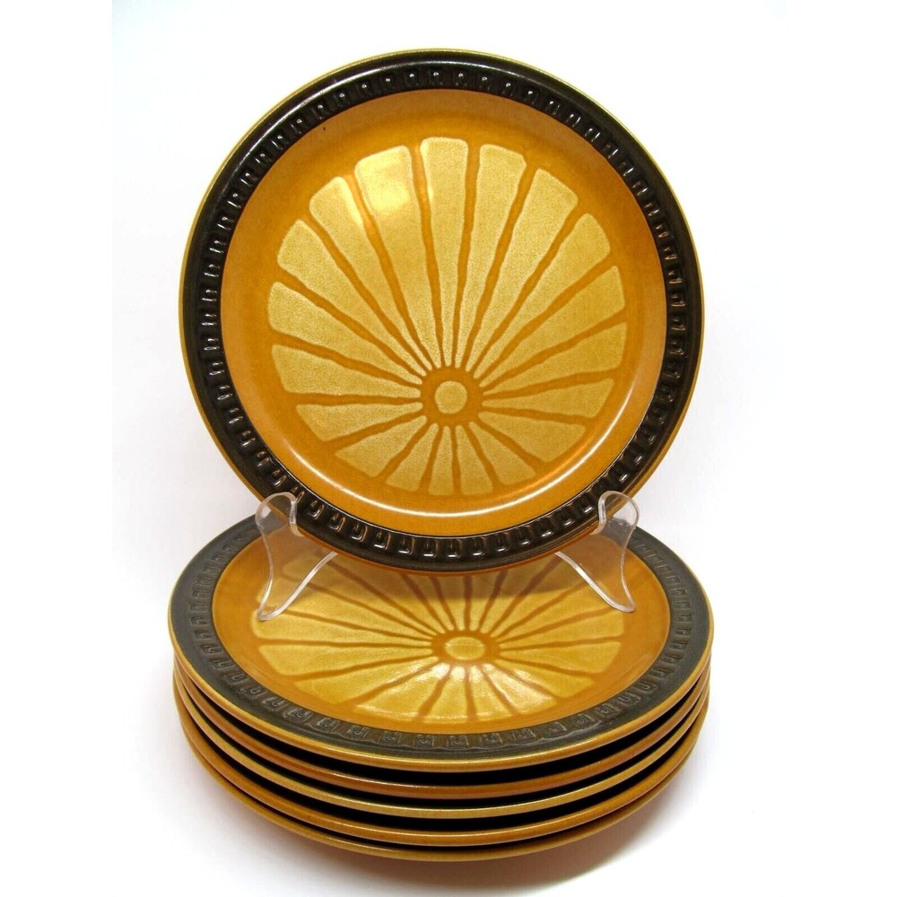 Haruta Empress Suzuka Brown Tapestry Salad Plates 7.5" Bundle of 6 Japan